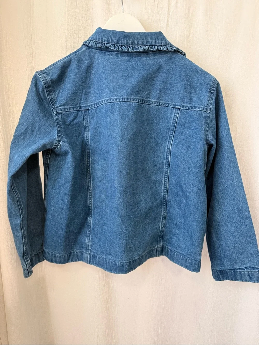 Hanna Anderson, Ruffle Collar Denim Jacket, sz 12